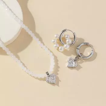 Fashionable double ring dual-purpose earrings light luxury love pendant accessories earrings for women белый