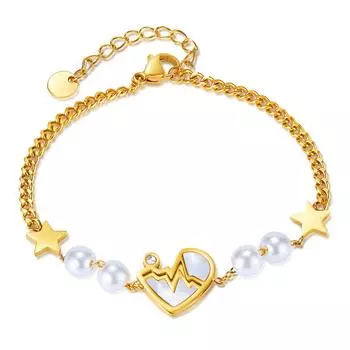 Fashionable French Pearl Jewelry ,Trendy Stainless Steel Irregular Love Bracelet