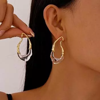 Fashionable geometric teardrop stitching earrings золотой