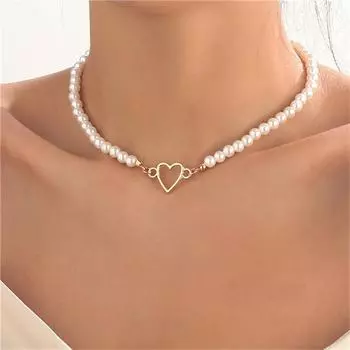 Fashionable Love Pearl Necklace Personalized Women s Party Fashion Clavicle Chain Accessories Collar Pearl Necklace Gift F-4MM
