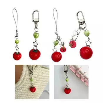 Fashionable Lovely Girl Tomato Leaf Charm Keychain Pendant Sturdy Resin Alloy for Fashion Accessory Daily Use 1A