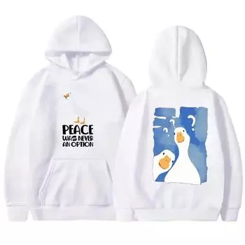 Модная мужская и женская пара, симпатичная толстовка с принтом утки, повседневная толстовка с капюшоном, пуловер, толстовка S