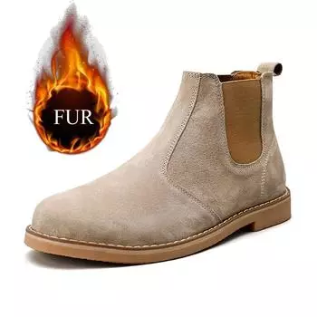 Fashionable Men s Autumn and Winter Hot Selling Plus Size Chelsea Leather Comfortable Short Boots Brand New Men s Mid Top Boots 38 хаки