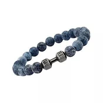 Fashionable Men s Bracelet with Natural Elegant Lava Stone Beads and Dumbbell Charm for Fitness Enthusiasts Daily Use разноцветный