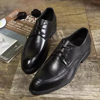 Модные мужские свадебные туфли с острым носком, высококачественные туфли на шнуровке, низкие туфли для офиса, деловые повседневные туфли, мужская мягкая подошва, нескользящая 38 чёрный