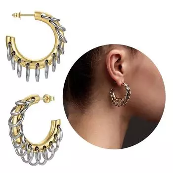 Fashionable Metal C shaped Ear Adornment Modern Circles Fringe Ear Pendant Accessory Delicate C Shaped Earrings Ornament