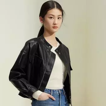 Модная мотоциклетная кожаная куртка для женщин на осень, новый ретро-дизайн, универсальная короткая куртка из искусственной кожи M