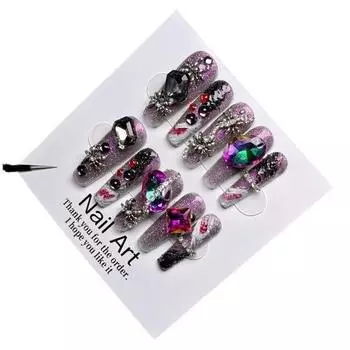 Fashionable Nail Patch High Temperament Show White In Long Style Everywhere XS