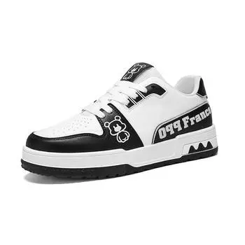 Fashionable New Breathable White Shoes, Trendy and Versatile Thick Soled Sports and Leisure Board Men s Shoes 40 чёрный