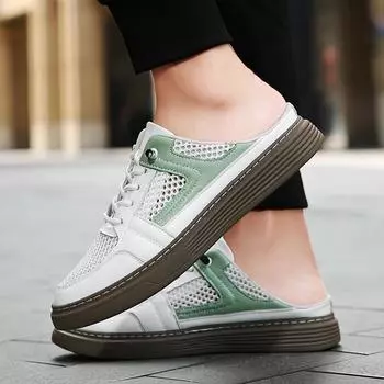 Модные новые мужские высококачественные летние дышащие полутапочки Модная мужская повседневная обувь для отдыха на природе Обувь для вечеринок и путешествий 37 чёрный