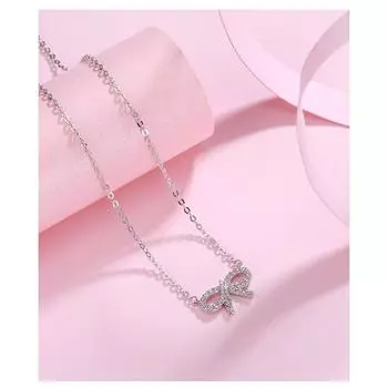 Fashionable New Necklace Bow Diamond Pendant Versatile Jewelry 925 silver