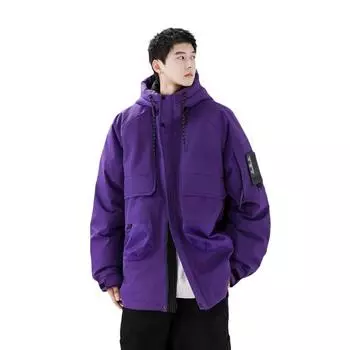 Модная новая зимняя популярная утолщенная куртка-пуховик с капюшоном, синяя и белая теплая повседневная куртка-тренд M