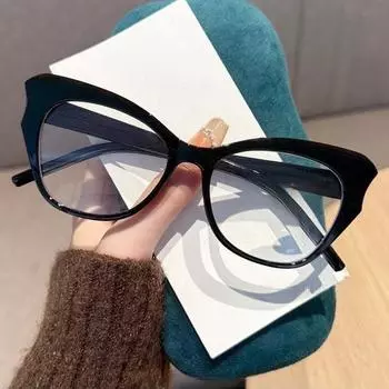 Fashionable PC Frame Cat Eye Anti Blue Light Reading Glasses for Women Men Polygonal FULL Frame Presbyopic Eyeglasses + 100 degrees