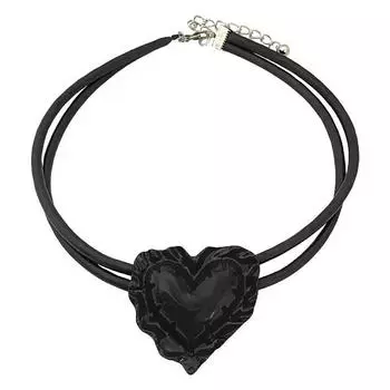 Fashionable PU Leather Love Heart Pendant Necklace Adjustable Length Clavicle Chain for Women Fashion Choker Jewelry чёрный