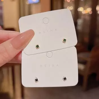 Модные серьги из серебряных игл S925 с цирконами – Трендовый, Минималистичный, Стиль легкой роскоши E5686 серебряный