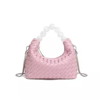 Fashionable, Simple and Cute Hand-woven Single-shoulder Crossbody Bag, Pearl Cream Puff Bag