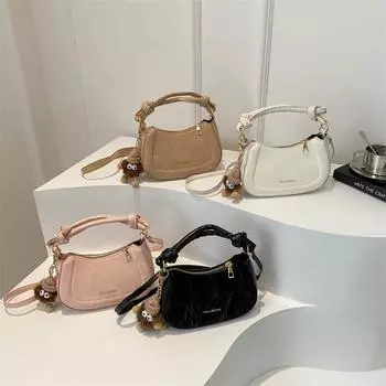 Fashionable Small Fresh and Fashionable Handbag for Spring New Personality Ins One-shoulder Crossbody Bag Texture Solid Color for Women no pendant