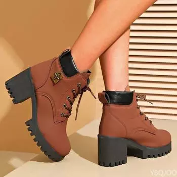 Fashionable spring autumn new short boots women casual comfortable thick heels anti slip height increasing women s shoes 35