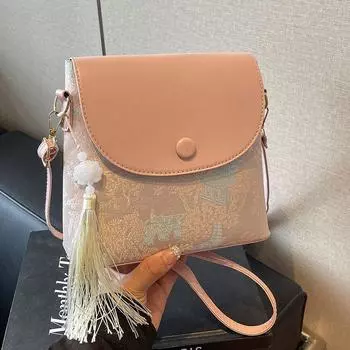 Fashionable Summer Women s Special-Interest Shoulder Bag Pink + Guofeng tassel pendant