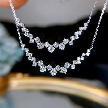 Fashionable Temperament Light Luxury Feminine Gold Diamond Smile 1 Carat Diamond Necklace Clavicle Chain