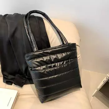 Fashionable Tote Bag Autumn New European and American Style Bright Shoulder Bag Large Capacity Commuting Bag Large Capacity Women s Bag