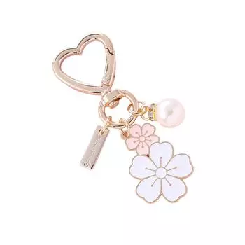 Fashionable Two Tone Flower Alphabet Pearls Key Holder Pendant Perfect Accessory for Bags Earphone Cases and Keys 3