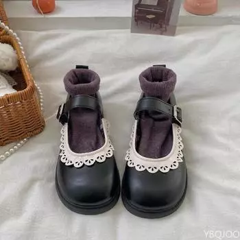 Fashionable versatile Retro sweet women flat shoes minimalist comfortable Vintage Black Brown Round Toe soft-soled shoes 35