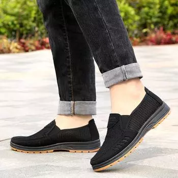 Fashionable versatile Summer Men Casual Shoes Mesh Lightweight Breathable Men Flats minimalist Comfortable Work Shoes 39