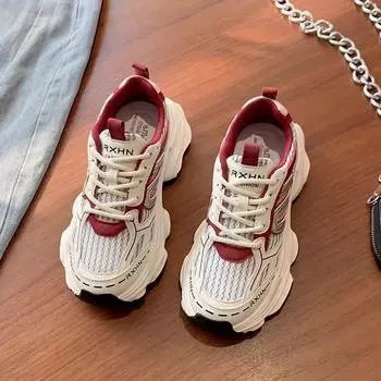 Fashionable versatile thick soled women s new spring summer thin mesh breathable height increasing casual sports shoes 35