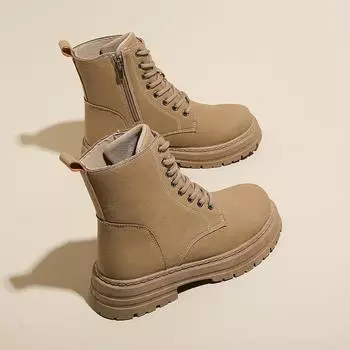 Fashionable versatile women s boots winter new simple comfortable thick warm square toe thick heel women short boots 35