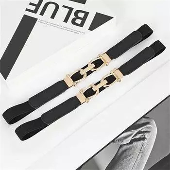 Fashionable Women Belts Versatile Elastic Narrow Waistband Decor Dress Thin Adjustable Belt Summer Strap чёрный