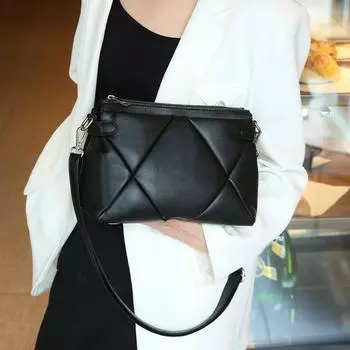 Fashionable Women s Bags for Autumn and Winter: Black Diamond-shaped Small Square Bags, Large-capacity Single-shoulder Crossbody Bags чёрный