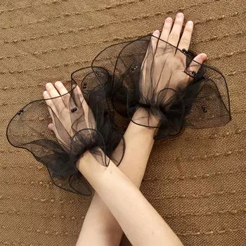 Fashionable Women s Gloves, Bridal Mesh Sleeves, Lace Thin Dresses, Gauze Sleeves One Size белый