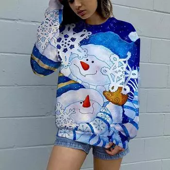 Fashionable Women s Long Sleeved Pullover Loose Round Neck Long Sleeved Women s Outerwear Top S