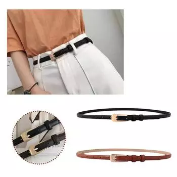 Fashionable Women s Thin Belt Retro Simple All-matching Decorative Alloy Decorative Dress Acces U3M9 Black-1pcs