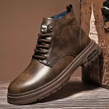 FashionAll-match Men Casual Shoes 2024 New Men s Basic Boots New Men Winter Plush Snow Boots Genuine Leather Motocross Boots for Men 38