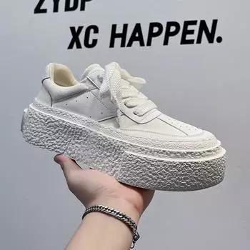 FashionAll-match Men Casual Shoes New Arrival Men s Vulcanize Shoes Thick Bottom Men s Walking Footwear Leather Fashion Dress Shoes Men 38 чёрный