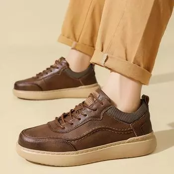 FashionAll-match Мужская повседневная обувь Высококачественная мужская обувь на платформе Мужские кроссовки Большие размеры 38-45 Хаки Рабочая обувь Новые Erkek Ayakkab 38 коричневый