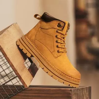 FashionAll-match новые удобные ботильоны мужские модные нескользящие повседневные высокие туфли для отдыха походная обувь мужские уличные ботинки ручной работы 39 хаки
