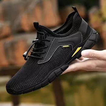 FashionAntiskid Мужская дышащая повседневная обувь 2024 Мужская удобная вулканизированная обувь Мужские классические универсальные кроссовки Hollow Out Мужская обувь 38 чёрный