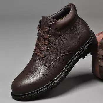 FashionBig Размер 36-48 Мужские ботинки Бренд 2024 года Модные мужские весенние туфли Удобные ботильоны из натуральной кожи класса люкс Мужская деловая обувь 36 чёрный