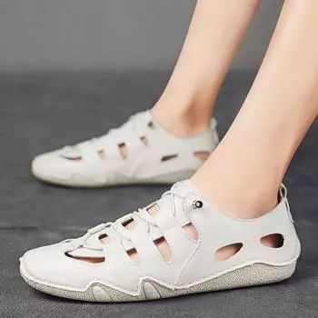 FashionBlack Classics Loafers Men Sandals Sandals PU Leather Sandals Brand Fashion Mens Shoes Hiking Beach Sandals Leisure Soulier Homme 39 чёрный