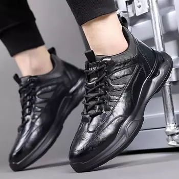 FashionBlack Повседневная спортивная модная обувь Мужские кроссовки для бега Дышащие кроссовки Носимые резиновые кроссовки Мужские кроссовки для бега Спортивная обувь Hombr 38 чёрный