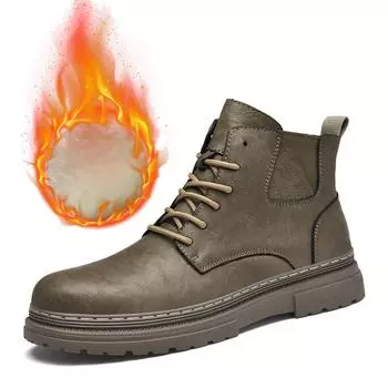 FashionBrand 2024 зимние кожаные зимние ботинки ручной работы мужские мягкие туфли на платформе удобные ботинки челси мужские повседневные плюшевые ботильоны 37