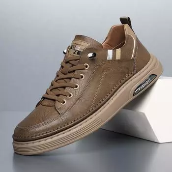 FashionBrand Классические мужские плоские дизайнерские кроссовки Роскошные нескользящие повседневные кожаные туфли 2024 Комфортные модные качественные туфли-оксфорды на шнуровке 38 чёрный