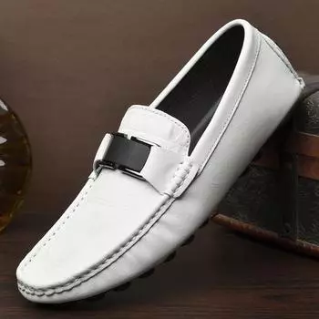 FashionBrand Luxury Shoes Genuine Leather Fashion Loafers Classic Leather Shoes Slip-On Driving Men Casual Moccasin Soft Sole High-end 35 чёрный