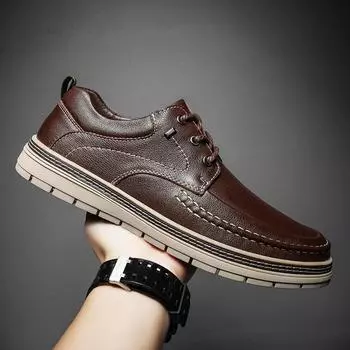 МодаНовые мужские туфли из натуральной кожи Трендовые удобные лоферы Мужская обувь Дизайн Британские повседневные туфли-лодочки Мужские кроссовки Мокасины 38 чёрный