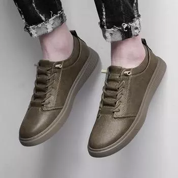 FashionBrand Весенние новые мужские модные кожаные туфли на шнуровке Тренд 2024 Классика Повседневная обувь Универсальные спортивные кожаные мужские туфли с низким верхом 37 бежевый