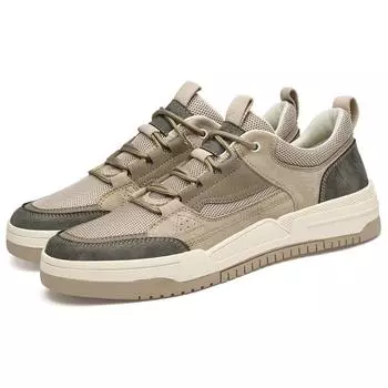 Модные дышащие повседневные кожаные туфли для мужчин 2024 г. Новое поступление мужских вулканизированных туфель для мужчин Удобные кроссовки на шнуровке для скейтбординга для мужчин 38 песчаный