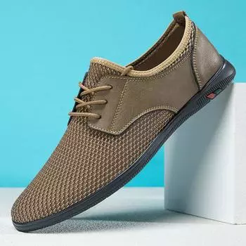 Модные дышащие мужские повседневные туфли, летние сетчатые балетки, кроссовки ручной работы для мужчин, модные прогулочные туфли на шнуровке, легкая обувь для вождения 38